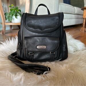 Personalized Black Leather Backpack